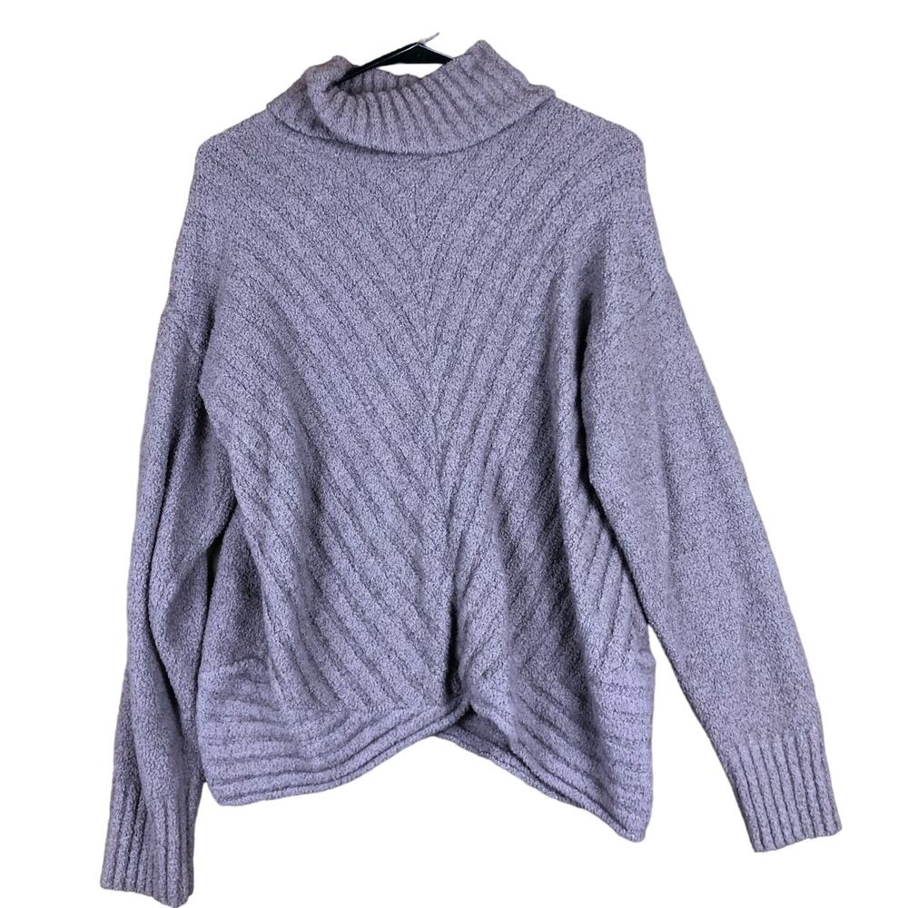 Simply Vera Wang Womens Sweater Purple Soft Cowl Neck Fleece Nylon Blend Medium